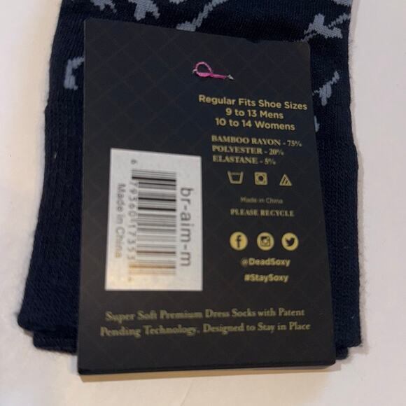 Dead Soxy NWT Men’s Socks Size 9–13 Floral Pattern Crew Dress Socks Navy - Picture 4 of 7